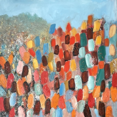 Fest der Farben in Afrika, 70x70cm, 2014